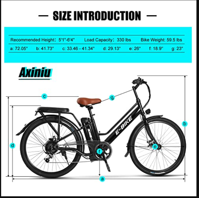 Axiniu Electric City Bike for Adults | 26'' Electric Commuter E-Bike