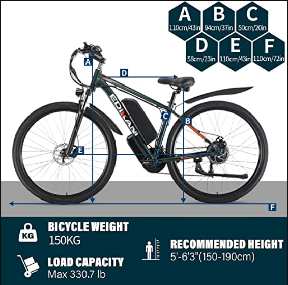 Electric Mountain Bike 29'' 750W 48V 15Ah Battery Removable E Bicycle