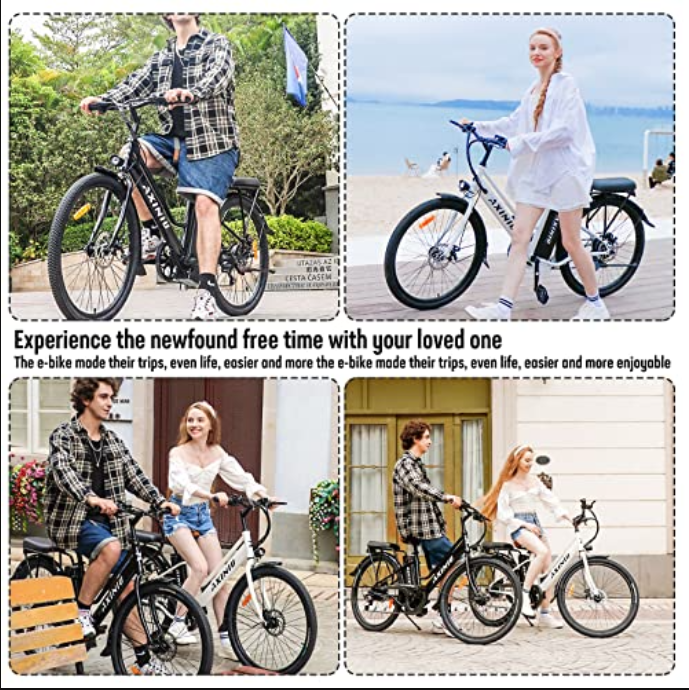 Axiniu Electric City Bike for Adults | 26'' Electric Commuter E-Bike