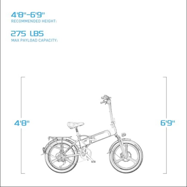 Electric Bike for Adults, 20" x2.4" Fat Tire Foldable Ebike 48V 500W Motor