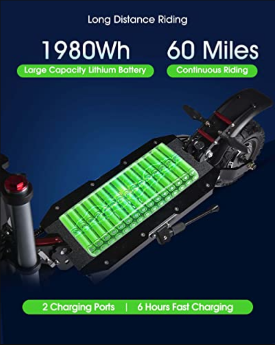 Adults Electric Scooter, Max Speed 50 MPH, 60V5600W High Power Dual Motor