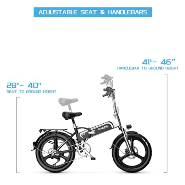 Electric Bike for Adults, 20" x2.4" Fat Tire Foldable Ebike 48V 500W Motor