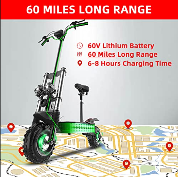 AJOOSOS X60 Electric Scooter, 60V 6000W Dual Motor