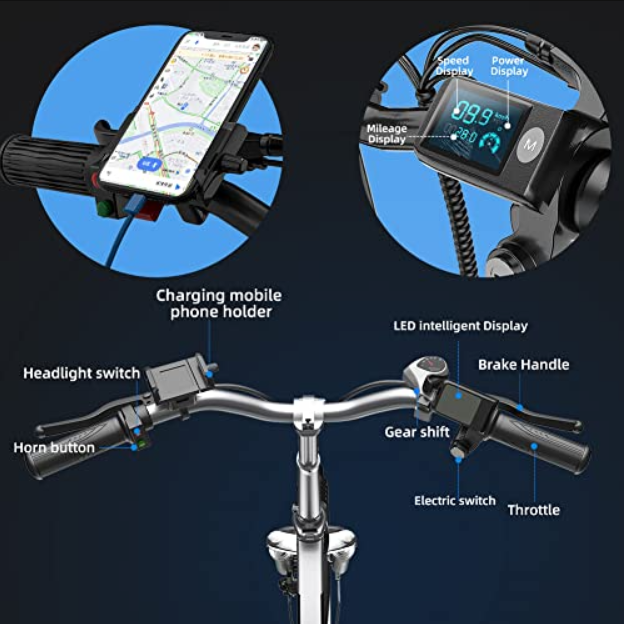 Electric Bike for Adults, 20" x2.4" Fat Tire Foldable Ebike 48V 500W Motor