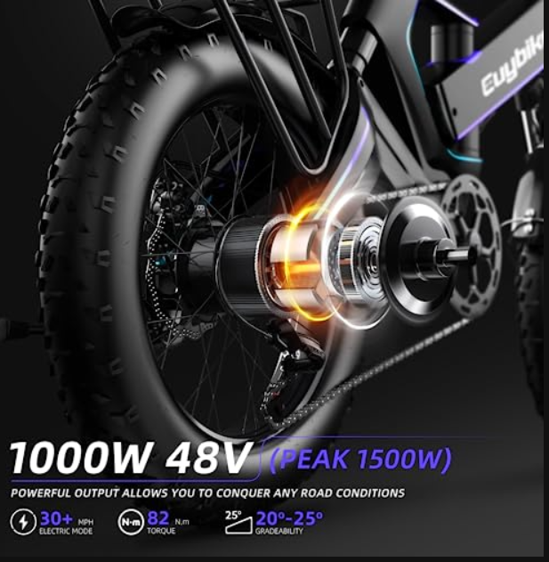 EUY Electric Bike for Adults,Unibody Magnesium Alloy 1000W Motor 48V