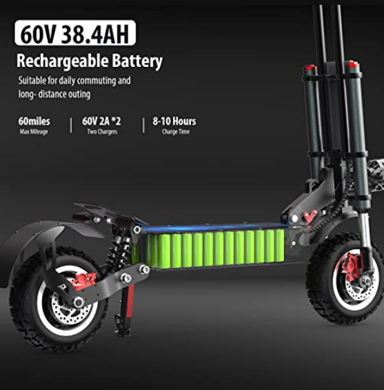 Electric Scooter Adults, Escooter with 60V 38.4ah 60 Miles Long Range Battery