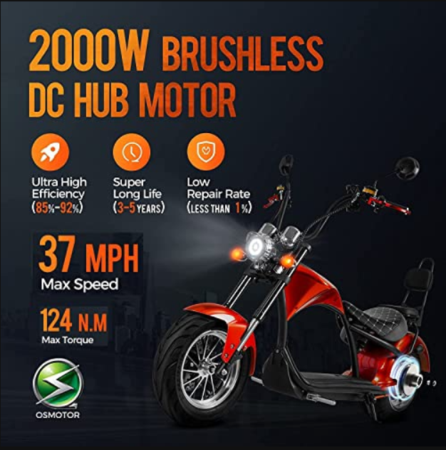 eAhora DOT Approved M1 2 Seat Electric Motorcycle for Adults