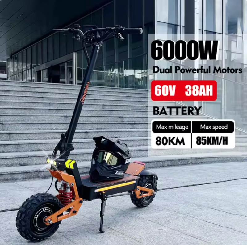 Electric Scooter 6000W 60V 40V Dual Motor Electric Scooter Dual Suspension Shock Absorption Maximum Speed 95km/h